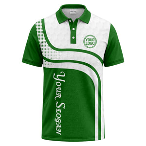 wave hexagon graphic golf polo shirt with custom logo