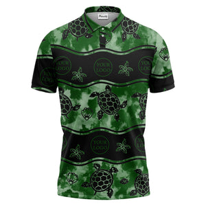 wavy band sea turtles starfish monochrome polo shirt for men