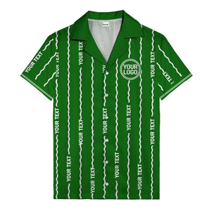 wavy line personalized hawaiian shirt with custom text & logo