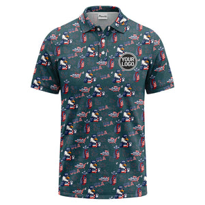 bald eagles golf bags fireworks patriotic polo shirt for men