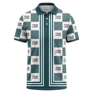 barcode graphic custom logo black white polo shirt for men