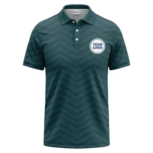 black chevron dot geometric pattern custom logo polo shirt for men