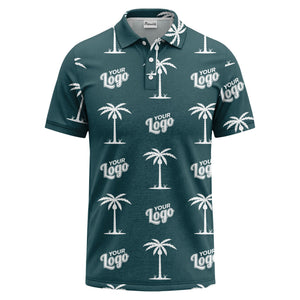 black gold palm trees & customizable logos graphic polo shirt