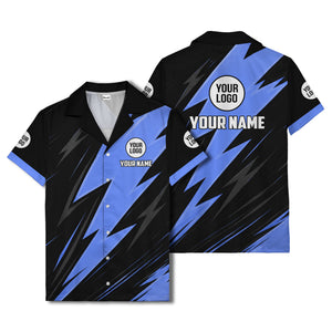 bold lightning bolt repeat pattern personalized hawaiian shirt for men