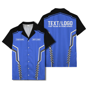 bowling team stripe name box hawaiian shirt for men
