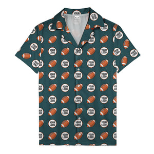 cartoon football field custom logo pattern black hawaiian shirt for men
