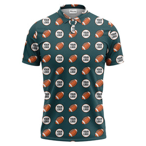 cartoon football logo circle repeat black sports polo shirt for men