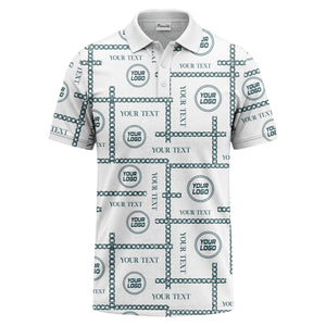 chain link grid custom logo monochrome polo shirt for men