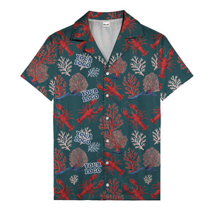 coral reef lobsters & watercolor logo repeat hawaiian shirt