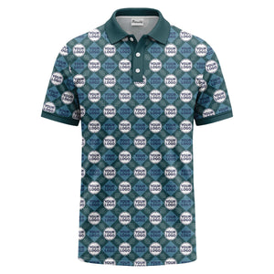 custom diamond grid circular logos polo shirt for men