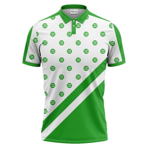 custom logo repeat diagonal stripe black & white polo shirt