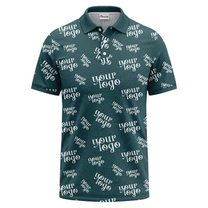 custom logo repeat typography minimalist polo shirt