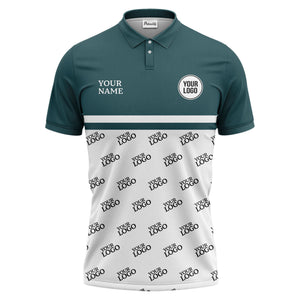 custom logos repeat monochrome black white corporate polo shirt