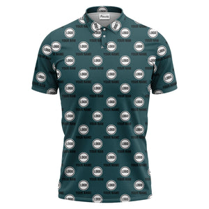 custom name & logo repeat circle pattern black polo shirt