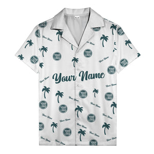 custom palm tree silhouette & name logo black white hawaiian shirt