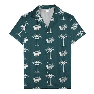 custom palm trees & your logo repeat black gold hawaiian shirt