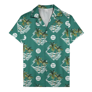 diamond waves & palm trees graphic hawaiian shirt for men