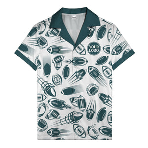 dynamic footballs & speed lines black white graphic hawaiian shirt for men