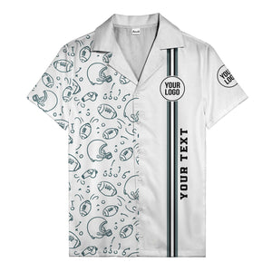 football helmets play diagrams cartoon sports hawaiian shirt for men