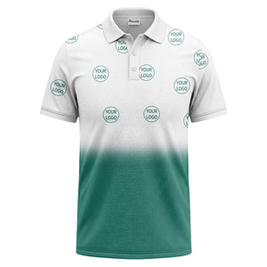 gradient black white custom logo repeat polo shirt