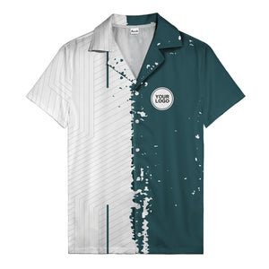 ink splattered abstract lines monochrome hawaiian shirt
