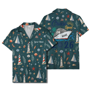 lighthouses sailboats seashells watercolor nautical hawaiian shirt for men