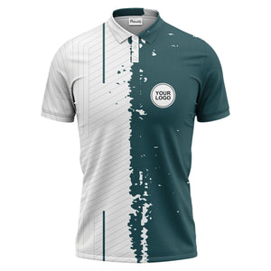 monochrome abstract lines & splatter paint art polo shirt for men