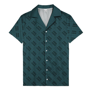monochrome diamond grid custom logo repeat hawaiian shirt for men