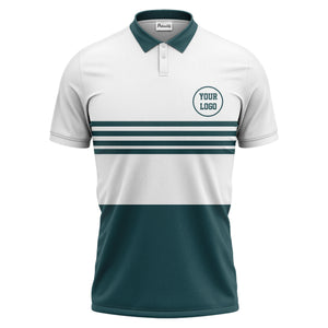 monochrome horizontal stripes & circular logo modern minimalist polo shirt for men