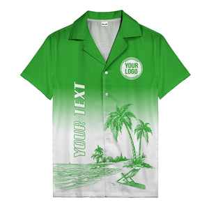 monochrome island scene palm trees & beach chair hawaiian shirt