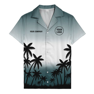 monochrome palm tree gradient silhouette hawaiian shirt for men