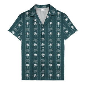 monochrome palm tree & signature logo stripe hawaiian shirt for men