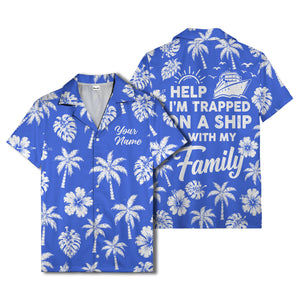monochrome palm trees and hibiscus hawaiian shirt for men