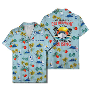palm trees sailboats hibiscus island paradise hawaiian shirt