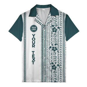 polynesian tribal turtles & hibiscus stripes black white hawaiian shirt