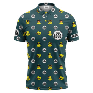 rubber duck repeat cartoon pattern custom logo black polo shirt for men