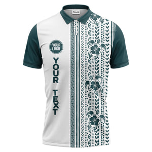 sea turtles hibiscus polynesian tribal black white polo shirt for men
