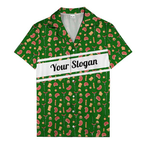 steak sausage burger cartoon grill repeat hawaiian shirt