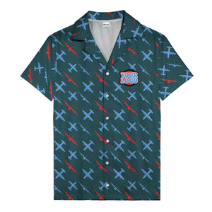 vintage airplane repeat pattern hawaiian shirt for aviation fans