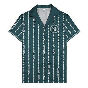 wavy line personalized hawaiian shirt with custom text & logo