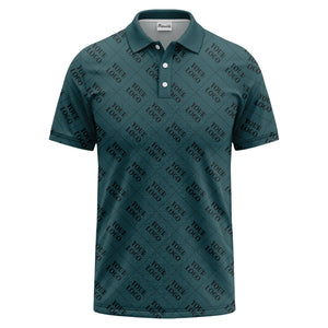 your logo diamond grid monochrome custom polo shirt for men