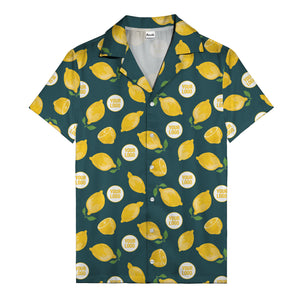 zesty lemon watercolor lemon slices & leaf hawaiian shirt