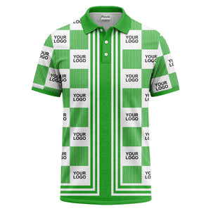 barcode graphic custom logo black white polo shirt for men