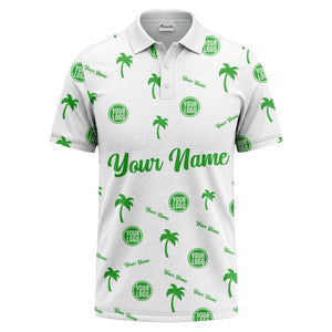 black palm tree silhouettes personalized polo shirt with custom logos