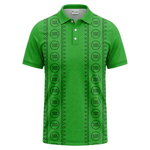 black white fish symbol repeat pattern golf polo shirt