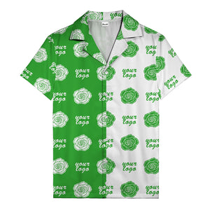 black white rose & custom logo repeat graphic hawaiian shirt