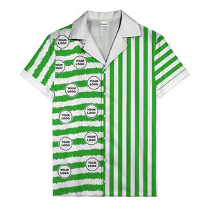 bold black-white stripe & circular logo hawaiian shirt