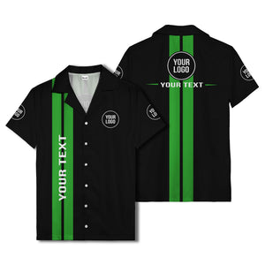 bold vertical stripe custom logo hawaiian shirt for men