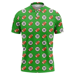 cartoon football logo circle repeat black sports polo shirt for men