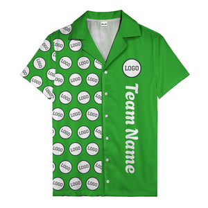 circle logo columns & team name text graphic black white hawaiian shirt